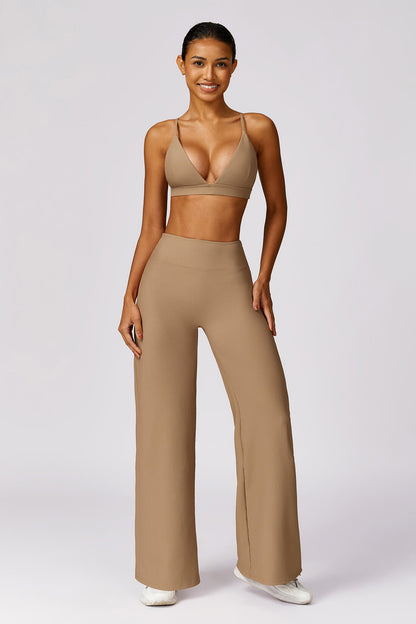 Deep V Beige Backless Set