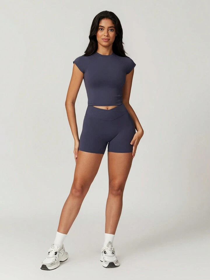 Cincinnati Baby Blue Cropped Tee + V-Shorts