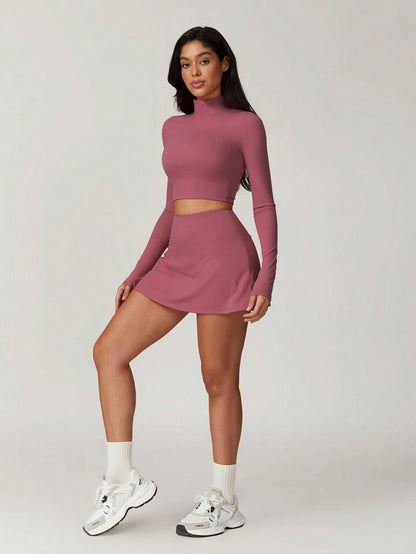 Irene Dusty Pink Zip-up + Skort Set