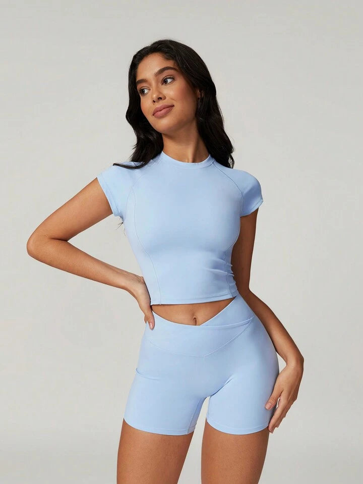 Cincinnati Baby Blue Cropped Tee + V-Shorts