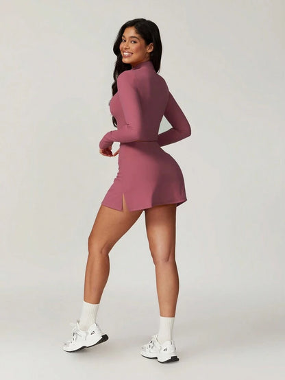 Irene Barbie Pink Zip-up + Skort Set