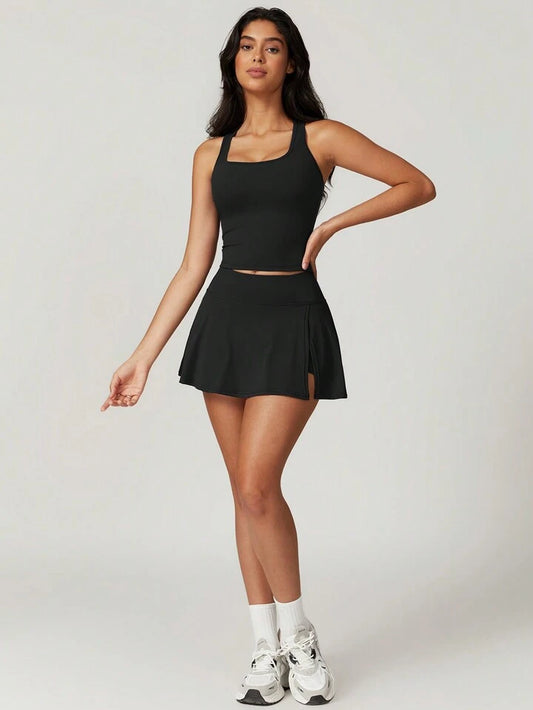 Courtside Sinai Black Top + Skort Set