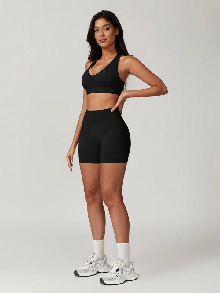 Giselle Coco Brown Sports Bra + Short Set