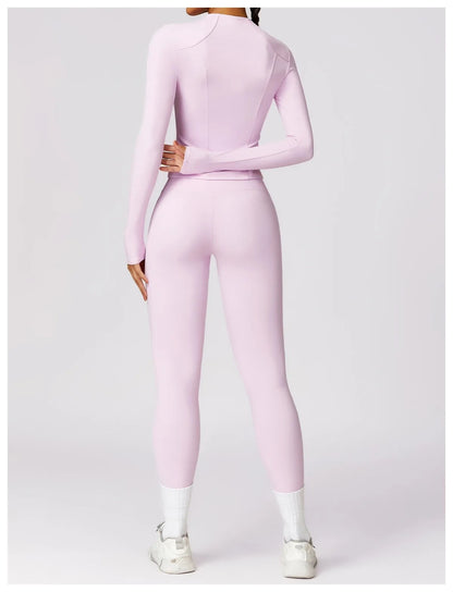 Naime Pink Defined Jacket Set