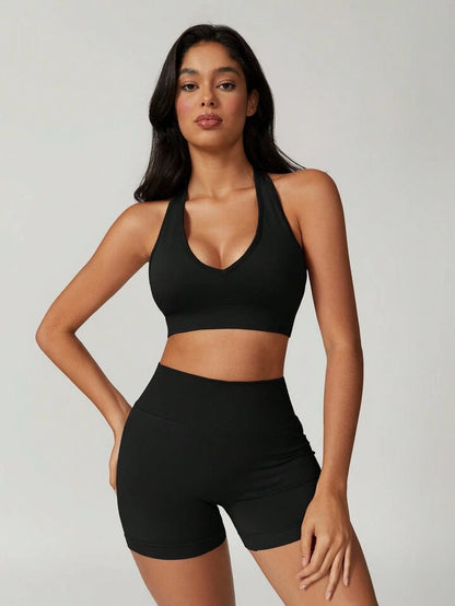 Giselle Light Gray Sports Bra + Short Set