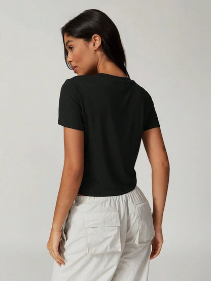 Dry Classic Brown Cropped Short-Sleeve Tee