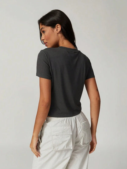 Dry Classic Black Cropped Short-Sleeve Tee