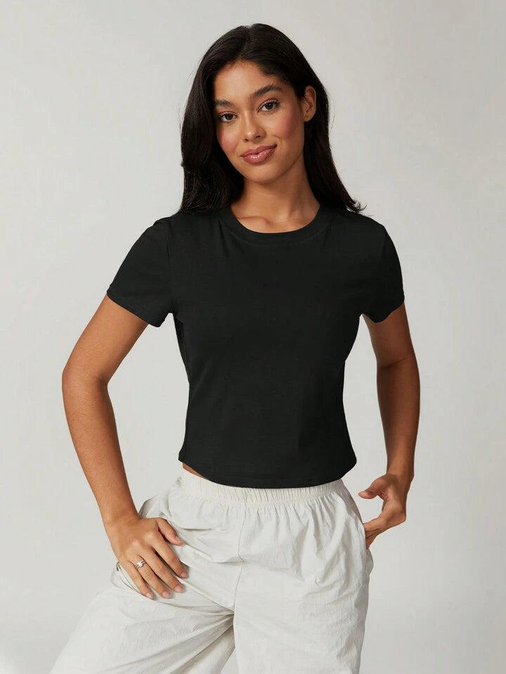 Dry Classic Black Cropped Short-Sleeve Tee