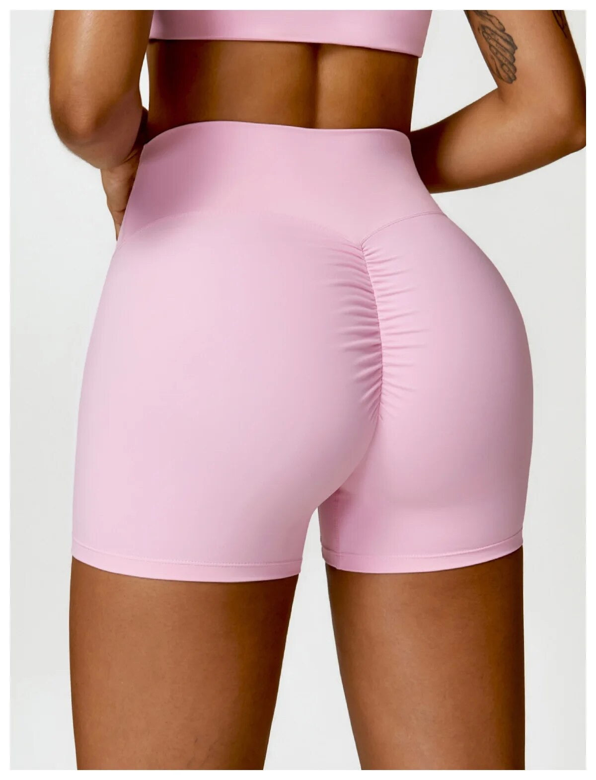 Pink Sculpt Scrunch Biker Shorts 4"