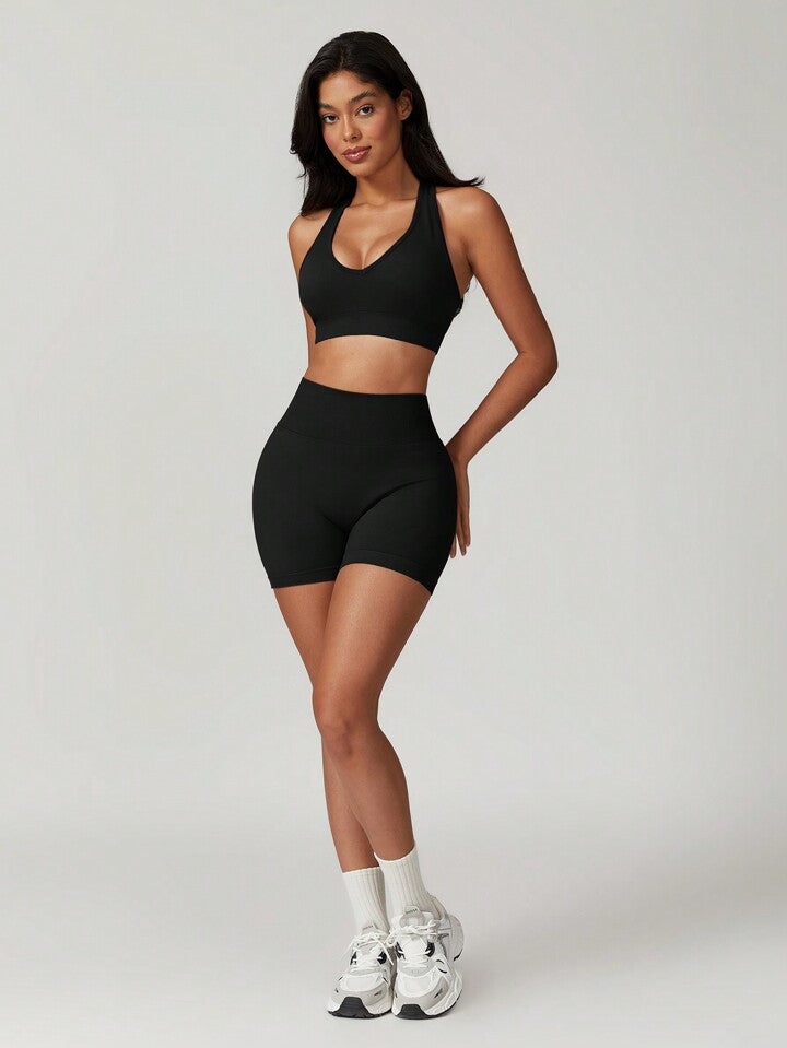 Giselle Black Sports Bra + Short Set