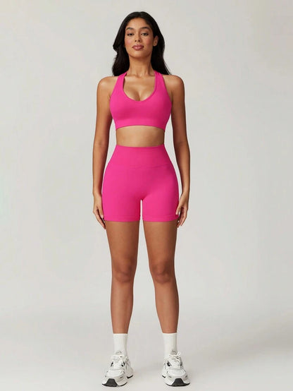 Giselle Hot Pink Sports Bra + Short Set